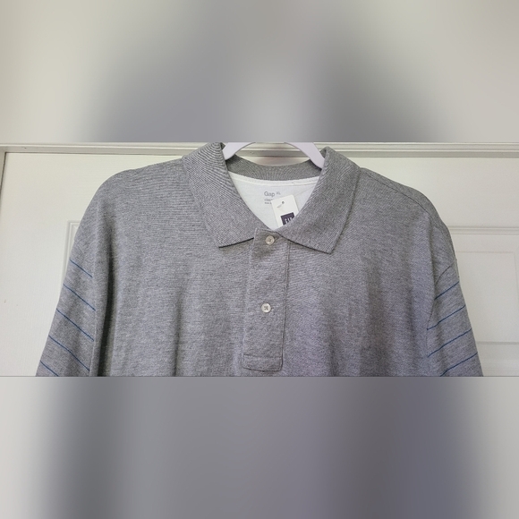 Gap NWT $50 Men's Gray Striped Short Sleeve Classic Polo 100% Cotton Size XL NEW - Picture 2 of 11